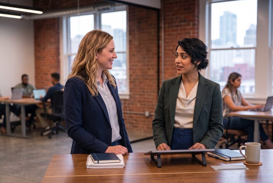 Colleagues having an open conversation